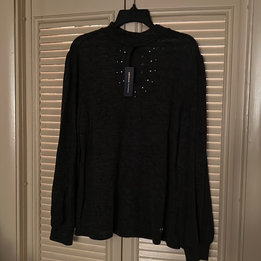 Gray keyhole studded sweater